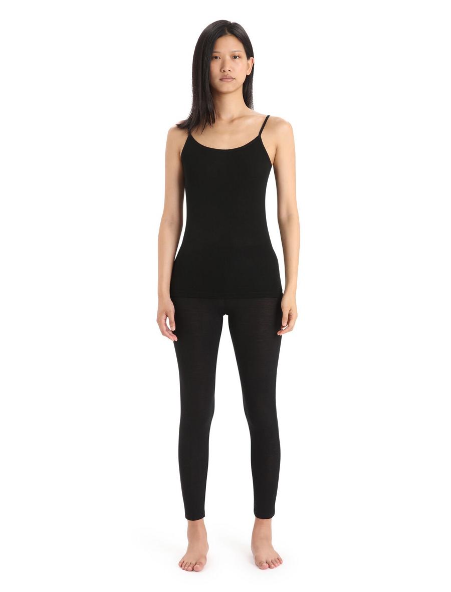 Women's Icebreaker Merino 175 Everyday Cami Thermal Singlet Underwear Black | CA 1254PJJQ